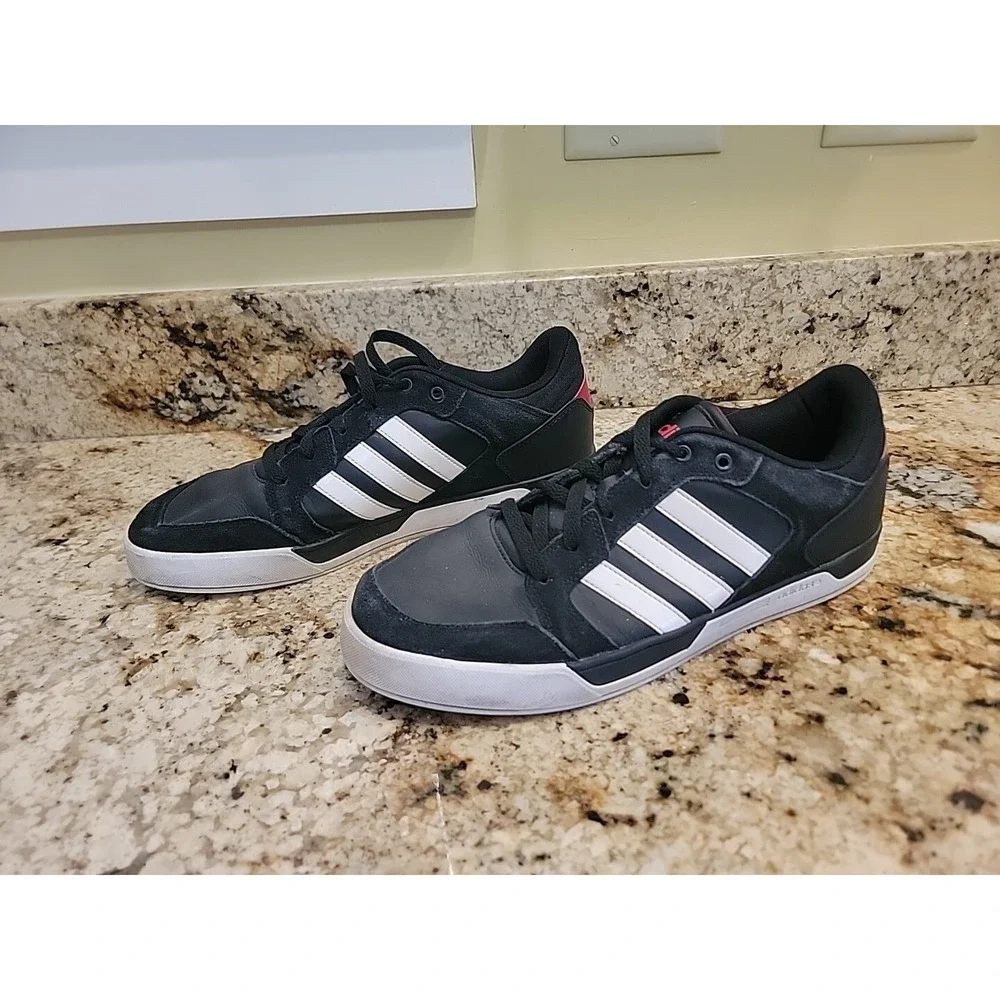 Adidas NEO Mens Size 11.5 Black/Red White Leather Skateboard Shoes - HVA039001